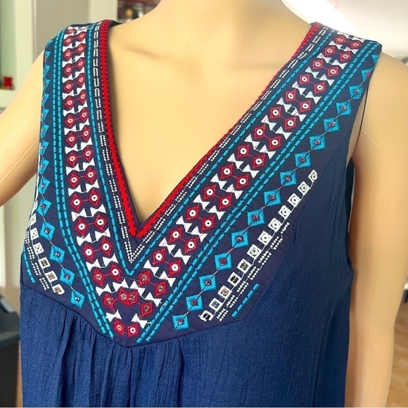 WESTPORT Women's Navy Blue Sleeveless Maxi Shift Dress Embellishes Sequins Sz L - Picture 4 of 12